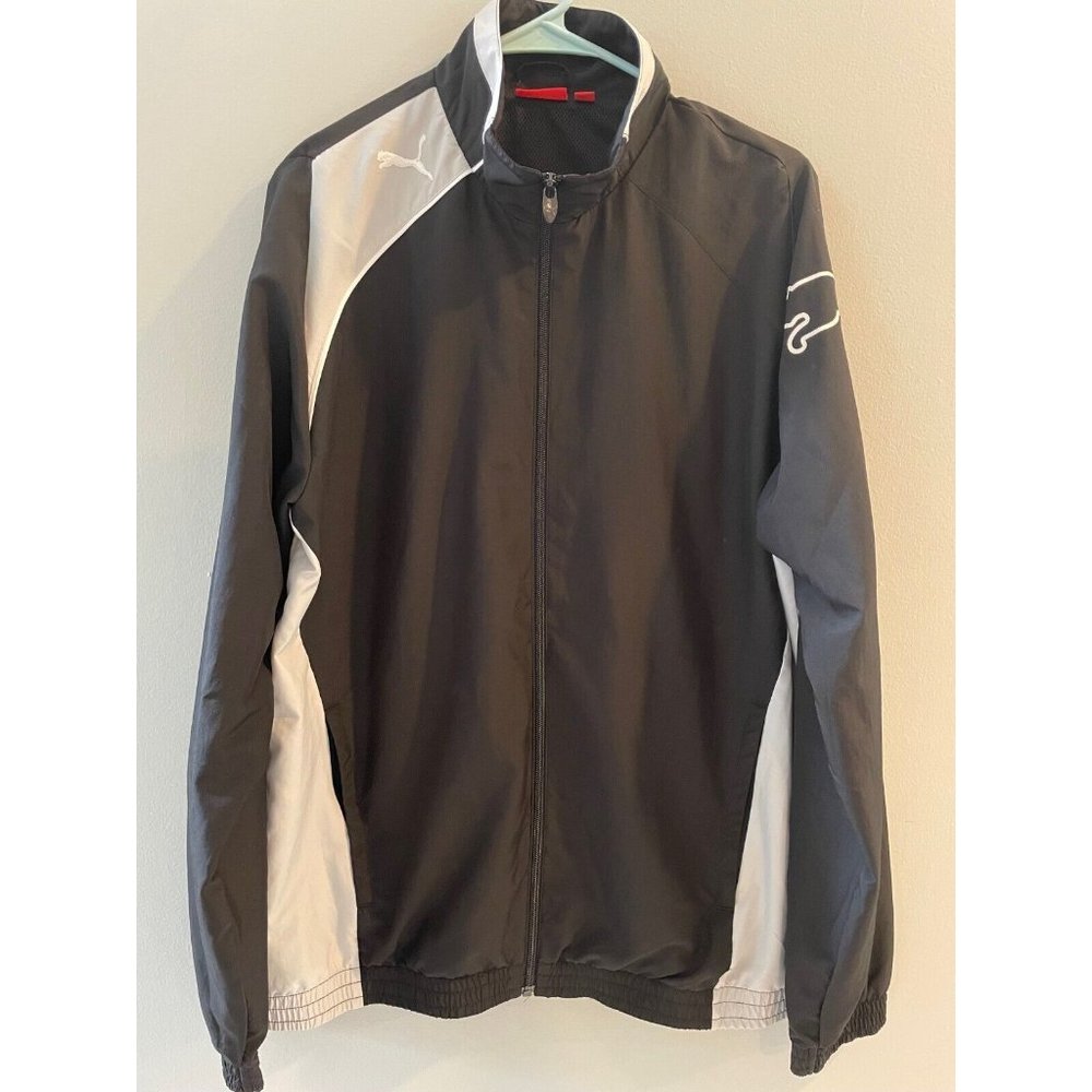 Puma Golf Mens Long Sleeve Nylon Jacket, Black & White M Full Zip